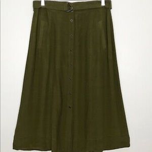 Knee Length Button Down Skirt with Pockets